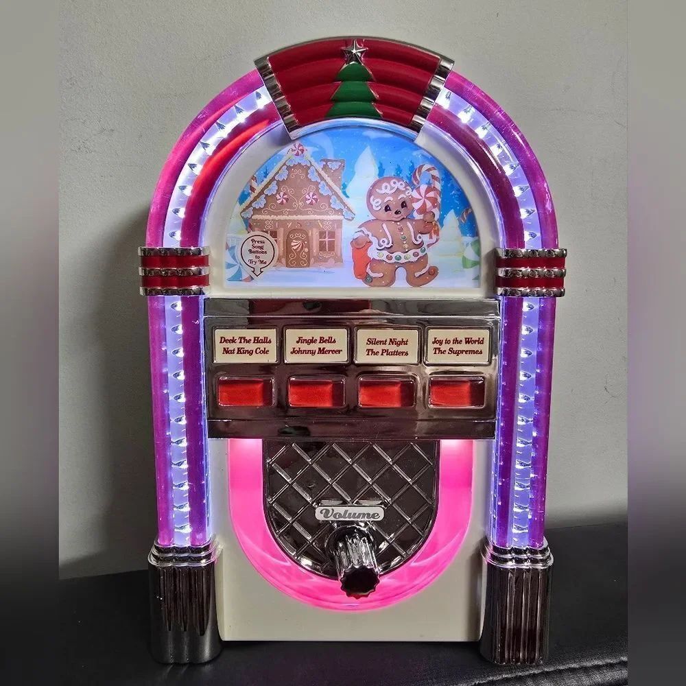 Mr. Christmas 9-inch Decorative Vintage Jukebox, Hot Pink, New